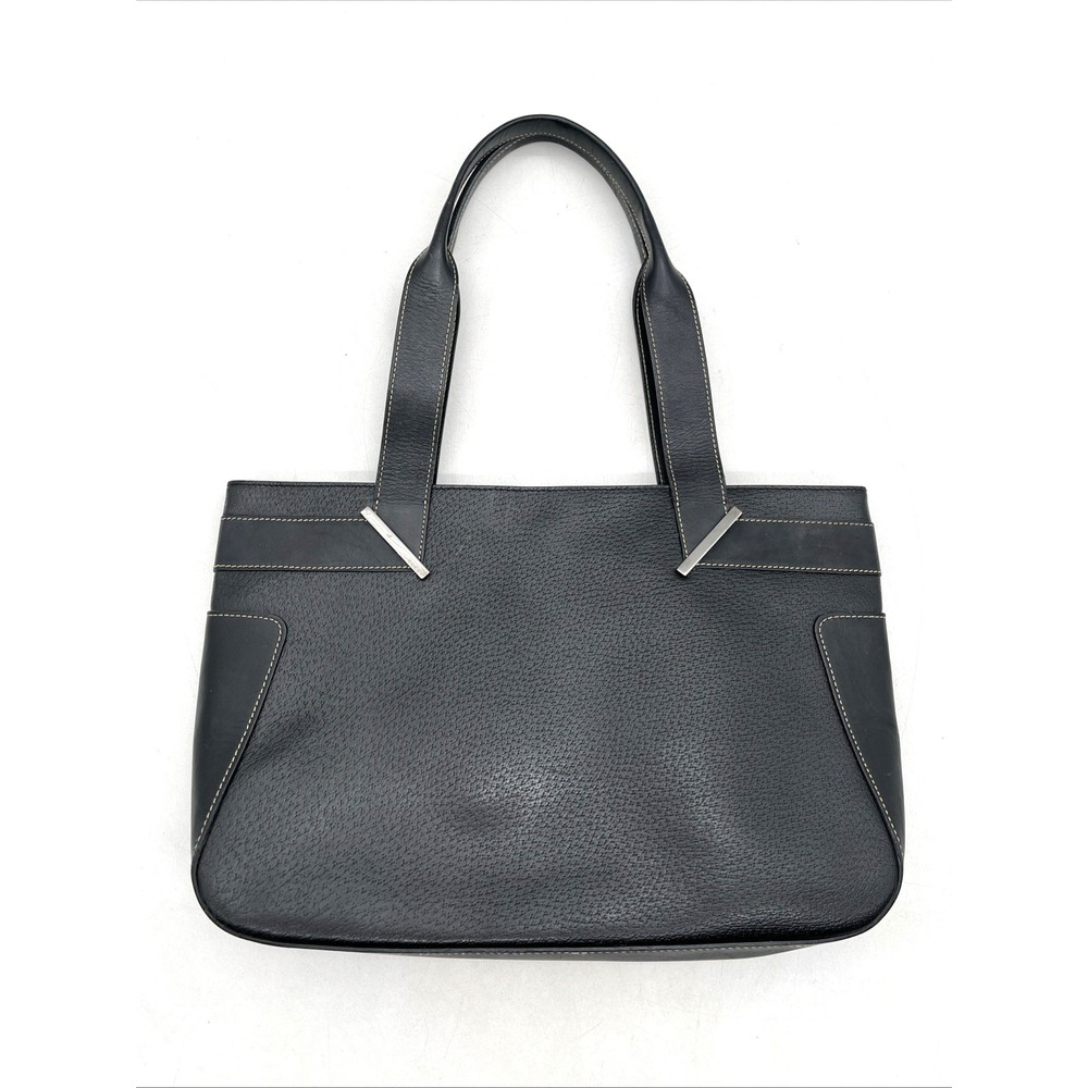 Authentic Gucci Pebbled Leather Tote Shoulder Bag Black GG Lining - Picture 2 of 16